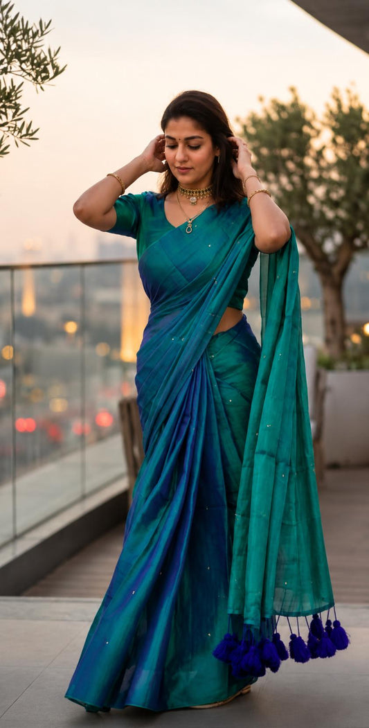 Raga Tissue Dual tone Soft Silk Saree KSM15