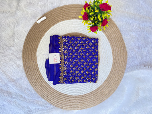HKRF23 Royal Blue Maggam Work Blouse