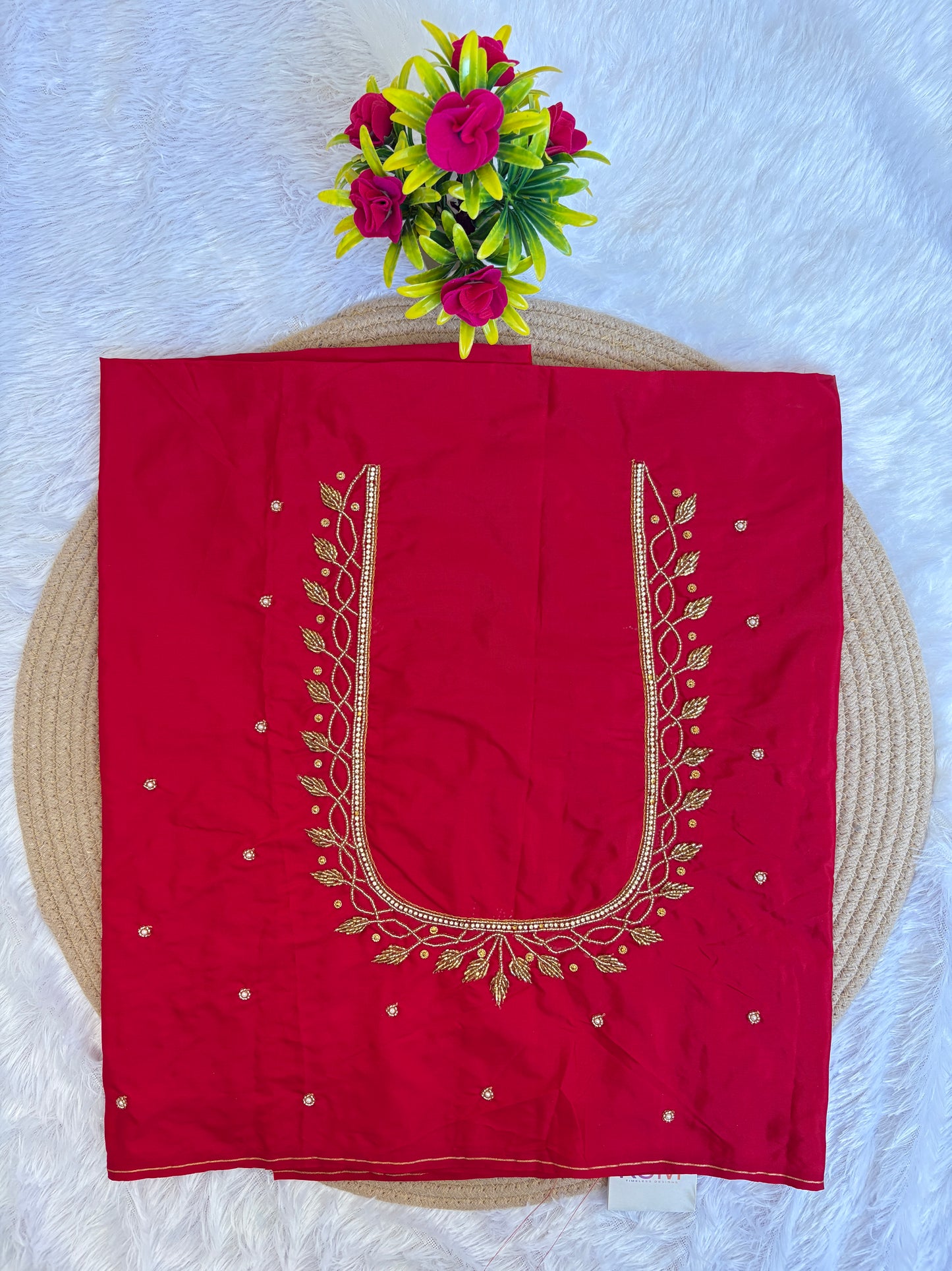 HKRF19 Red maggam work blouse