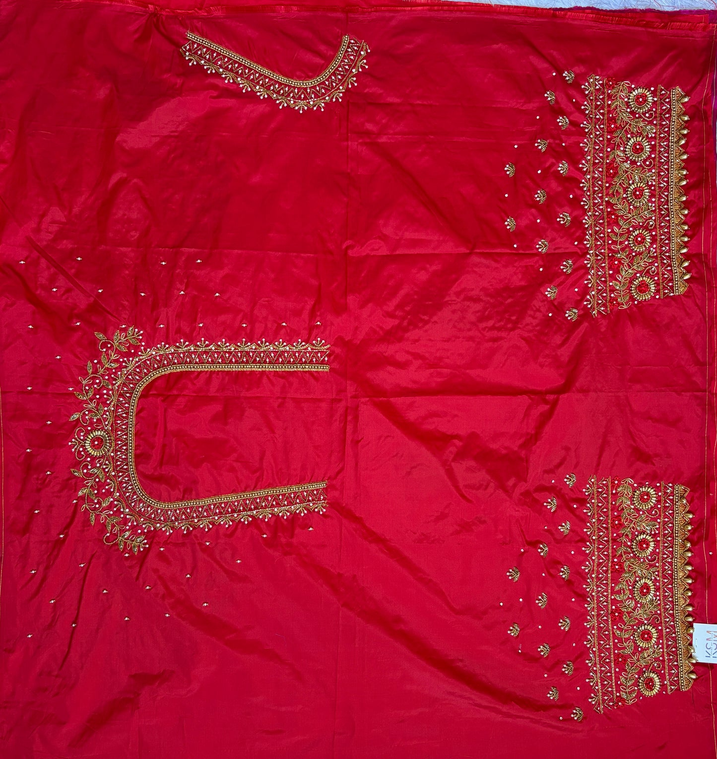 HKRF37 Red Heavy Maggam Work Blouse