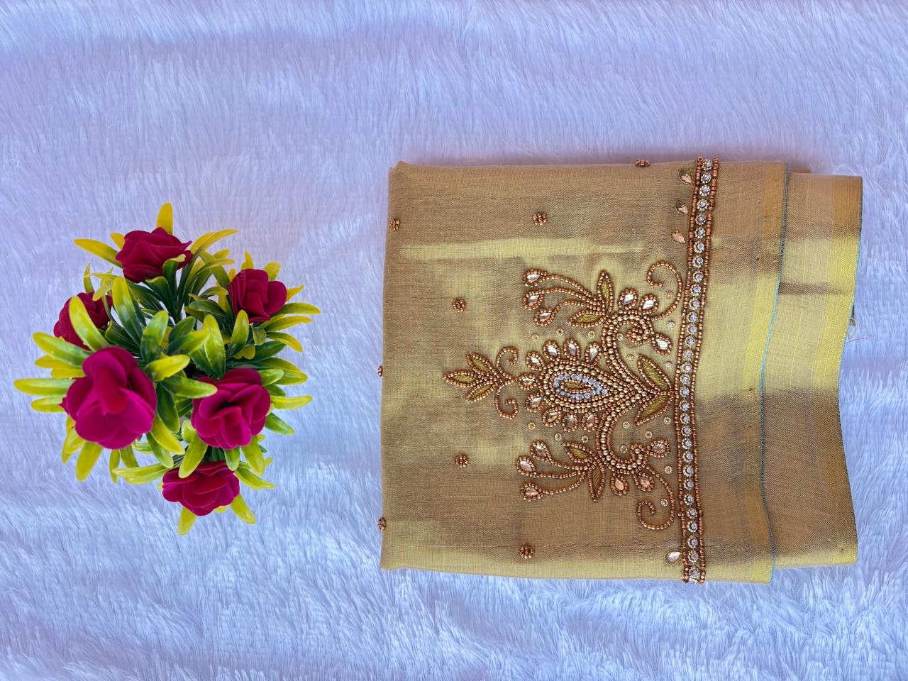 HKRF04 Gold Maggam Work Blouse