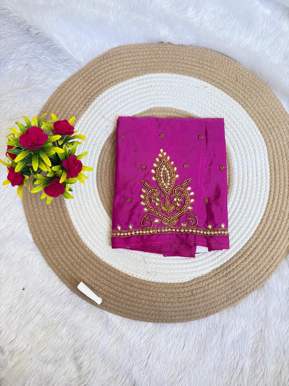 HKRF05 Magenta Pink Maggam Work Blouse