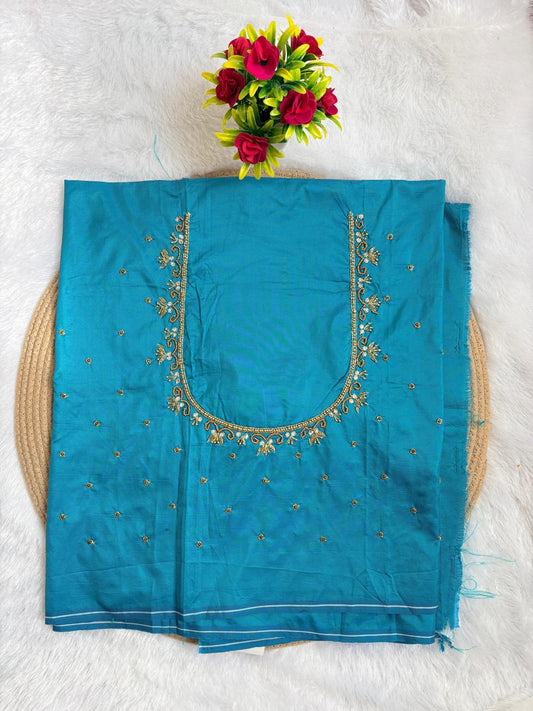 HKK09 Rama Green Maggam Work Blouse