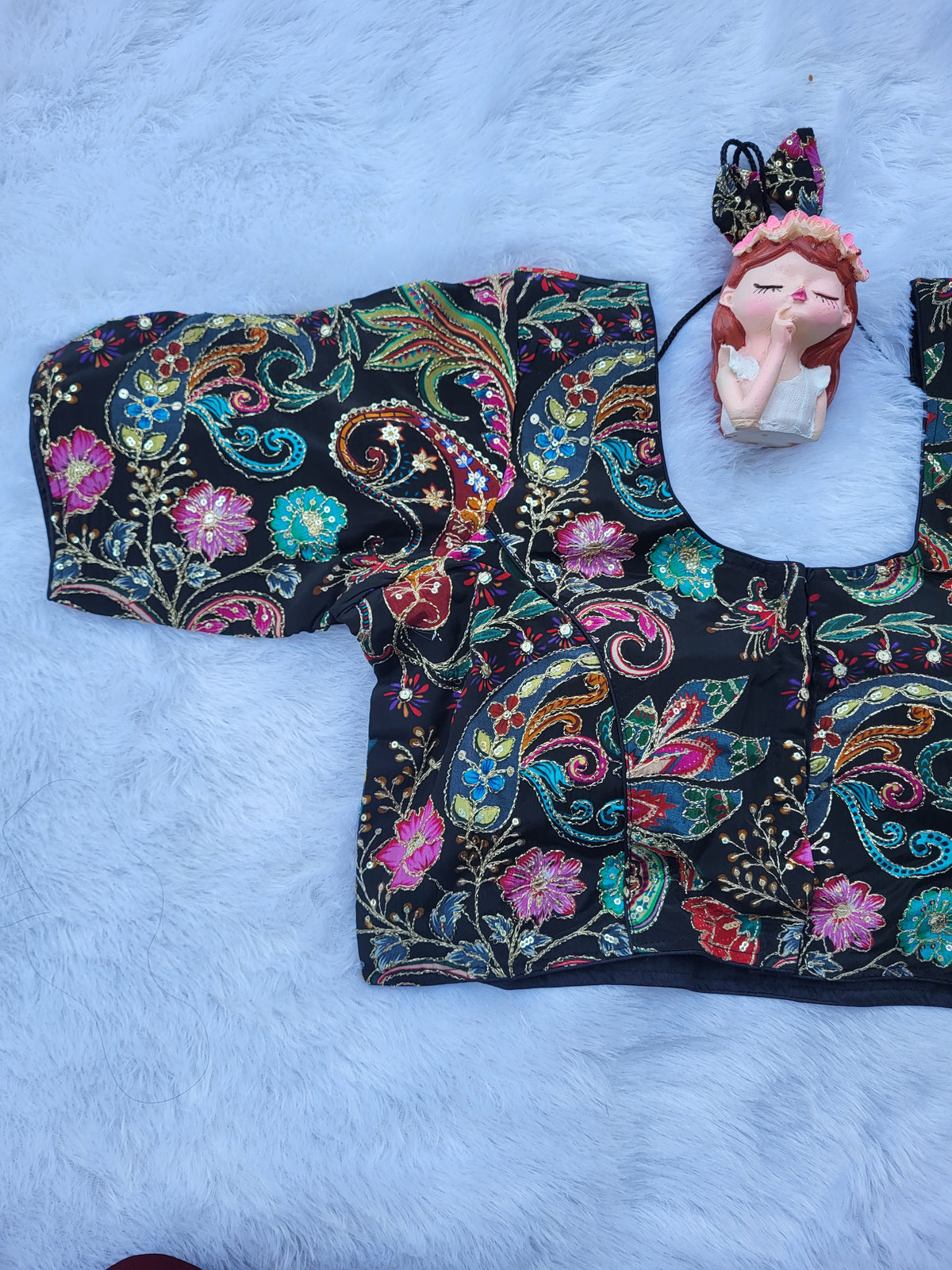 Black postition print Blouse KSMB1