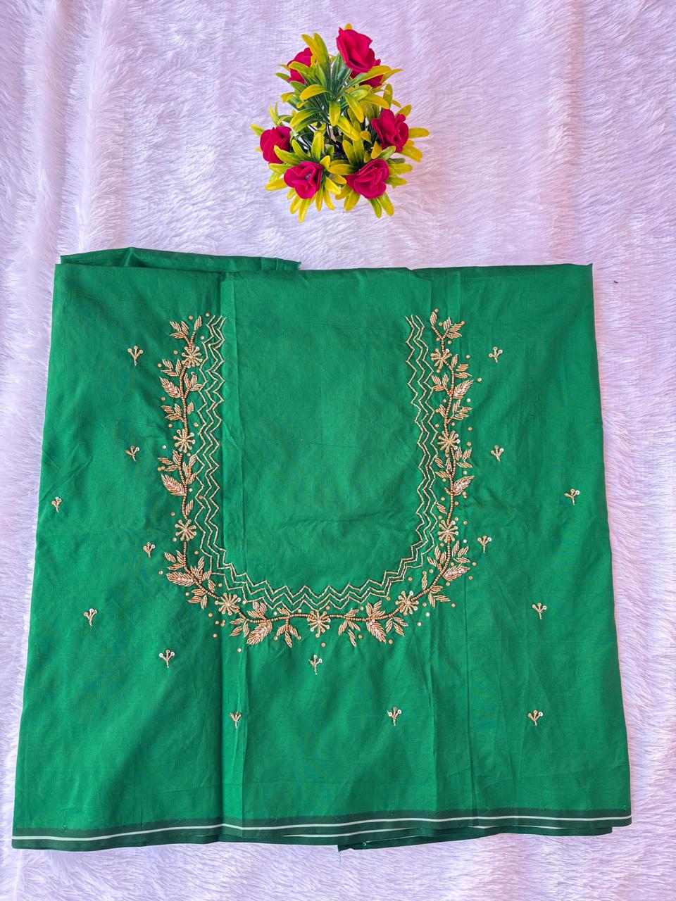 HKK22 Green Maggam Work Blouse