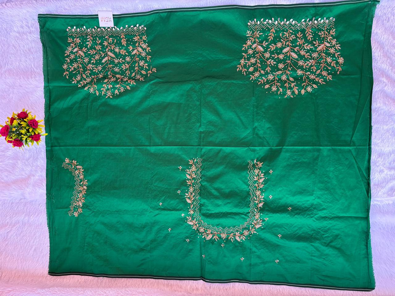 HKK22 Green Maggam Work Blouse