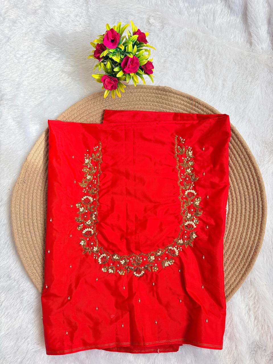 HKRF30 V Net sleeve Maggam work blouse