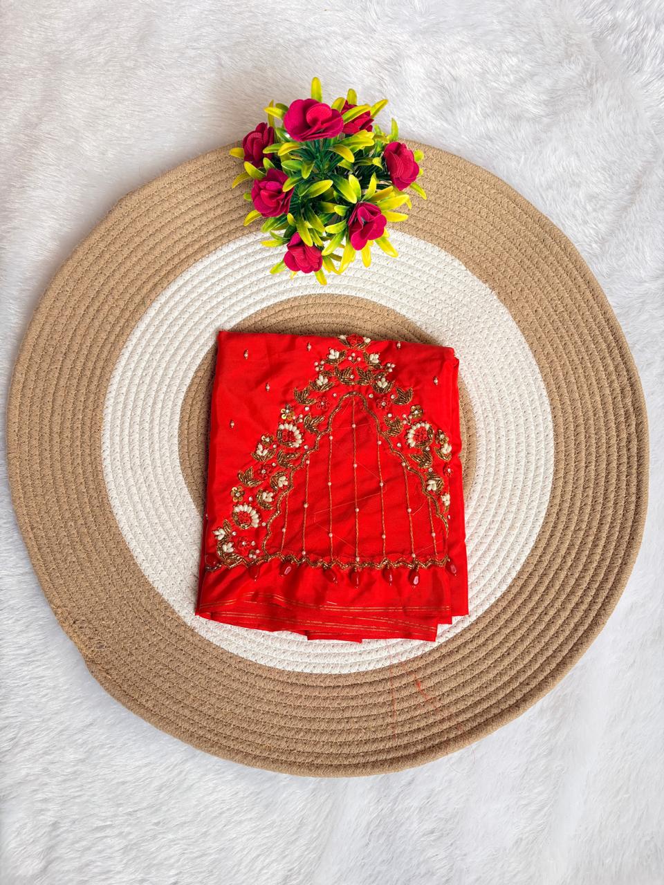 HKRF30 V Net sleeve Maggam work blouse