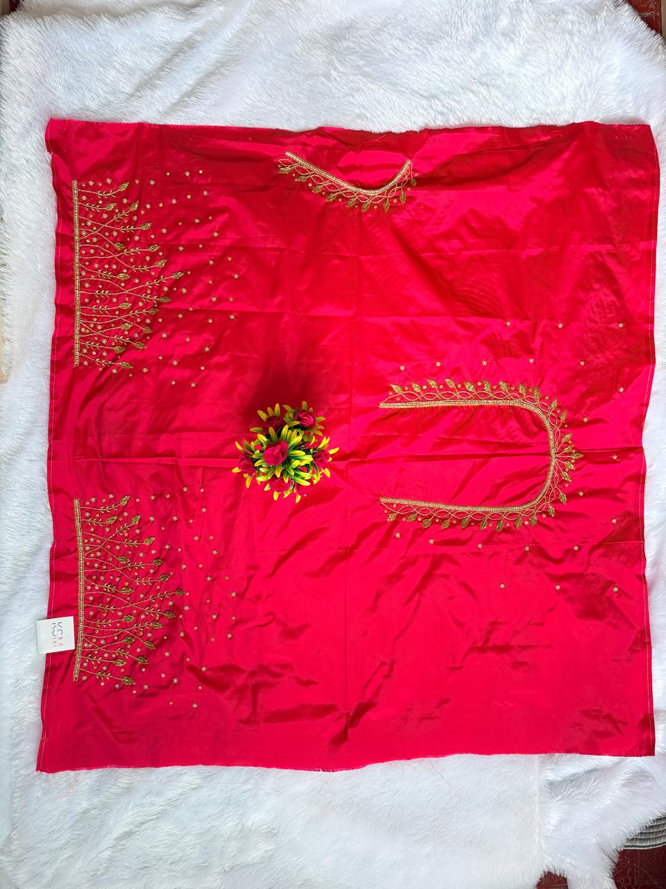 HKRF17 Peach pink Maggam Work Blouse