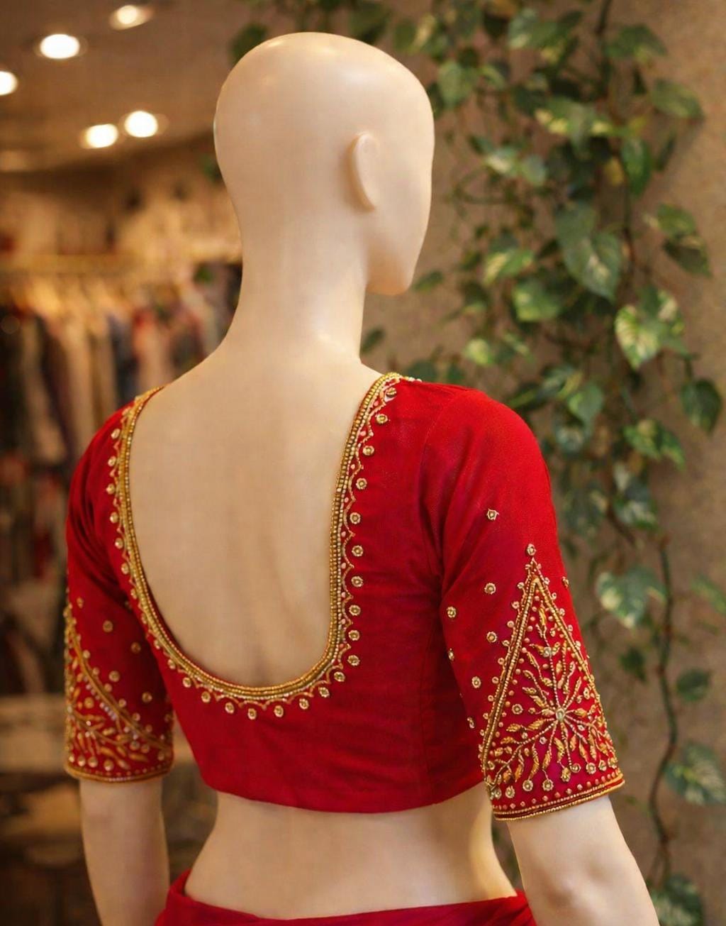 HKK17 Red Maggam Work Blouse
