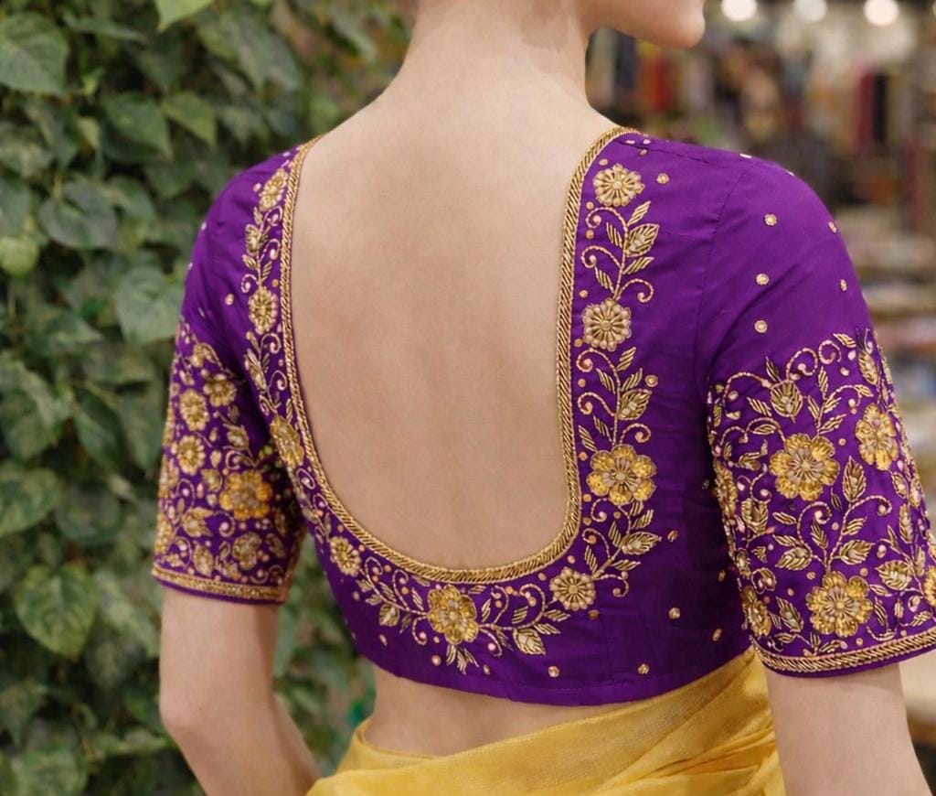 HKK18 Purple bridal Maggam Work Blouse