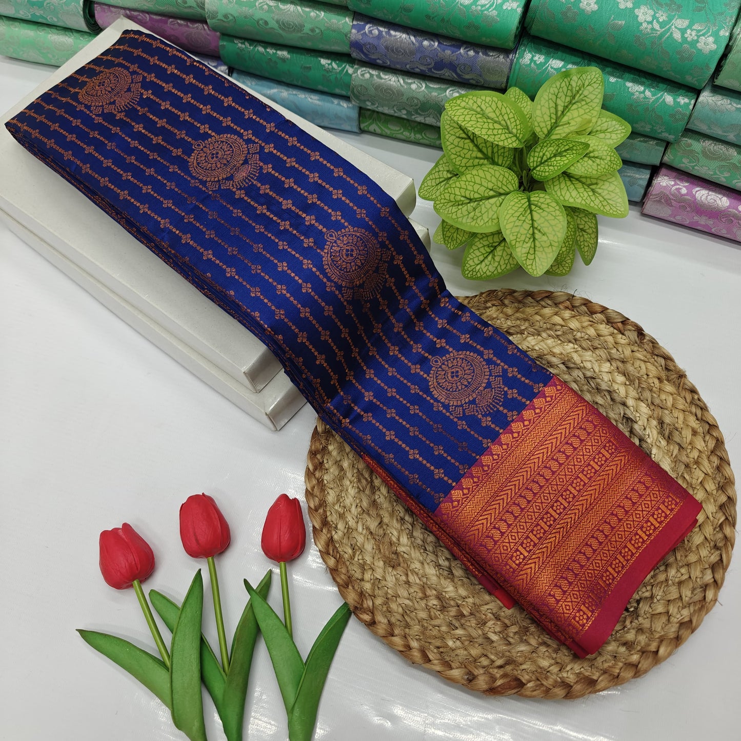 KANCHIPURAM VAIRA OOSI SOFT SILK SAREES KSMBLUE