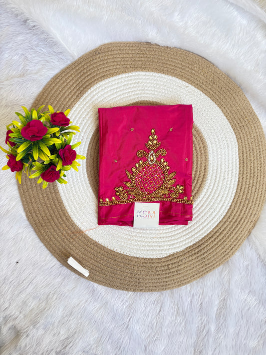 Pink simple Aari work blouse fabric