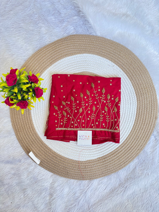 Red maggam work blouse