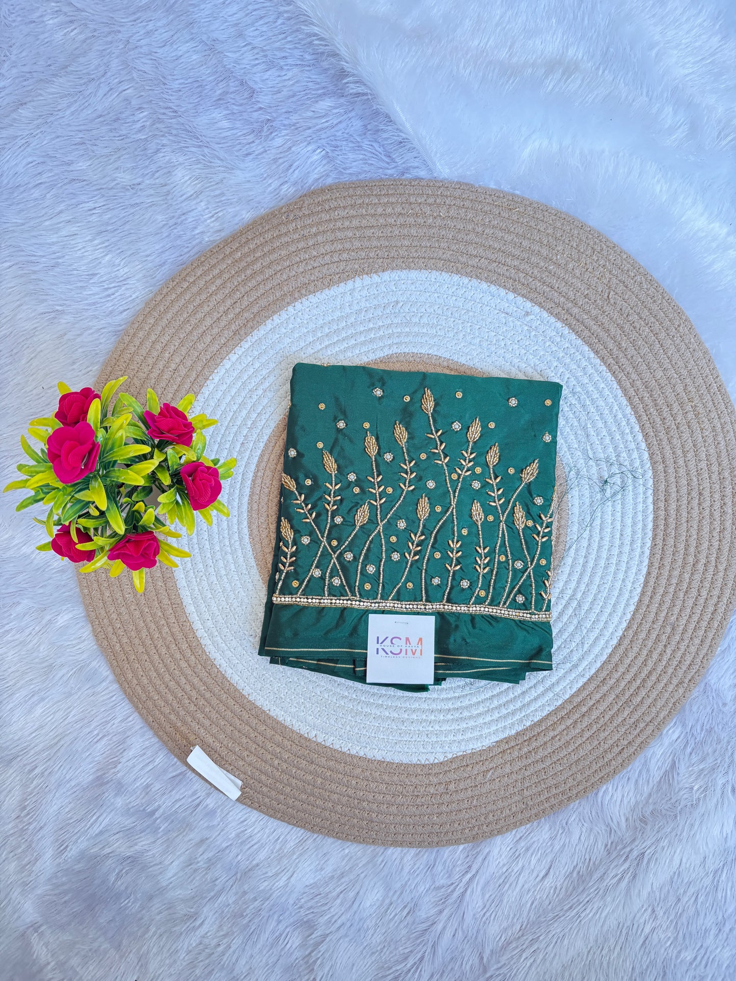 HKRF18 Dark Green Maggam work blouse