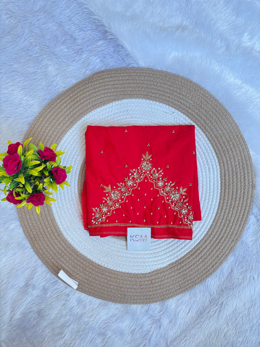 HKRC02 V Red Maggam work Blouse