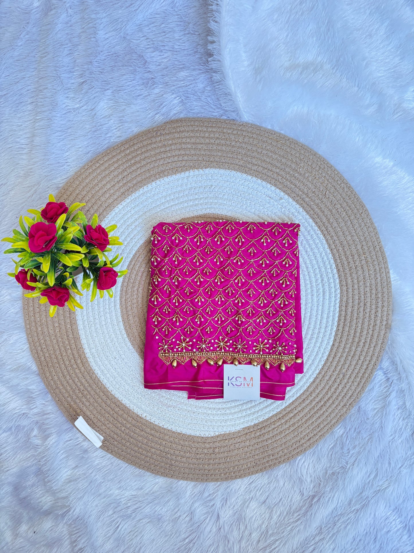 HKRF22 pink maggam work blouse