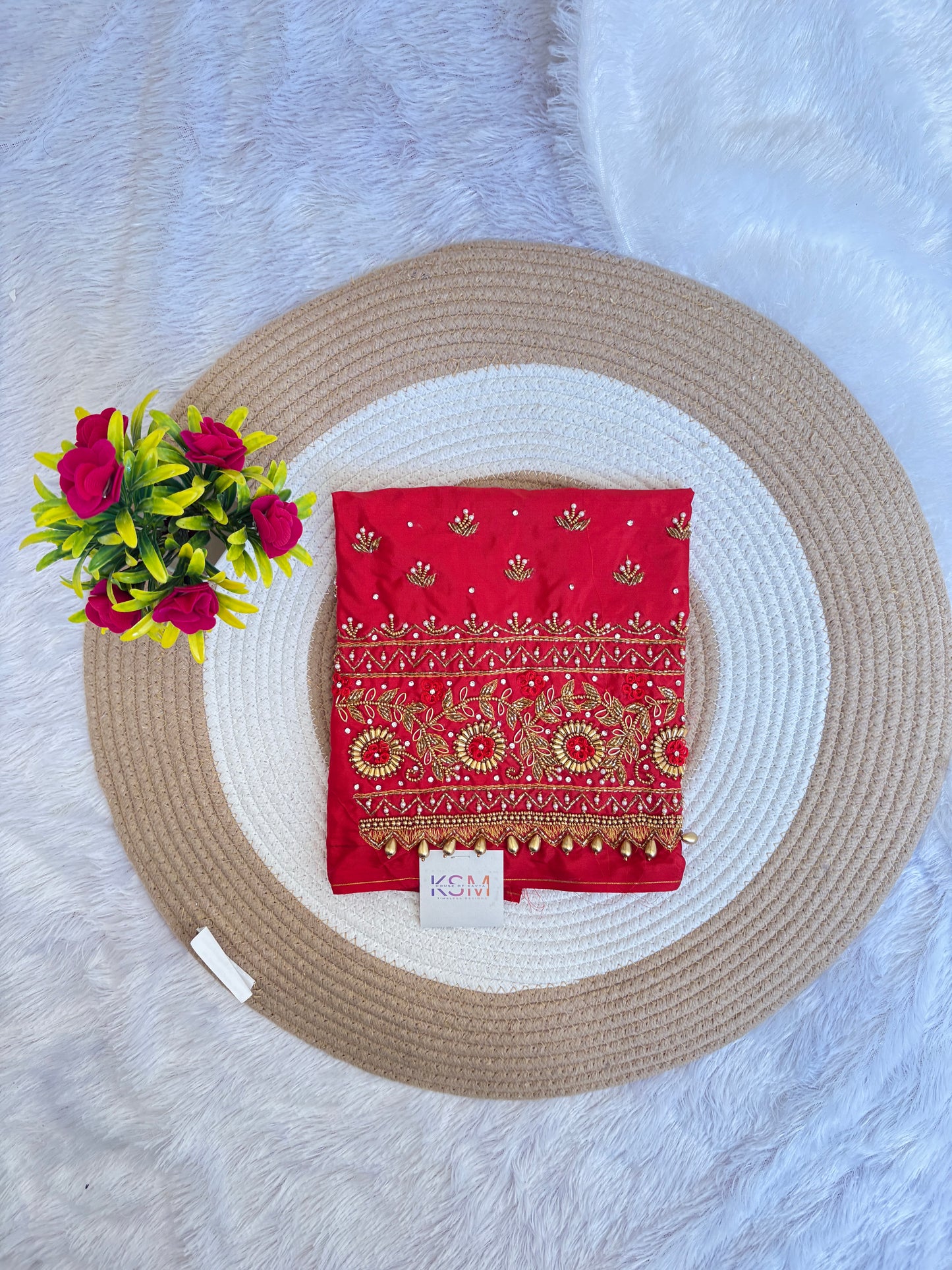 HKRF37 Red Heavy Maggam Work Blouse