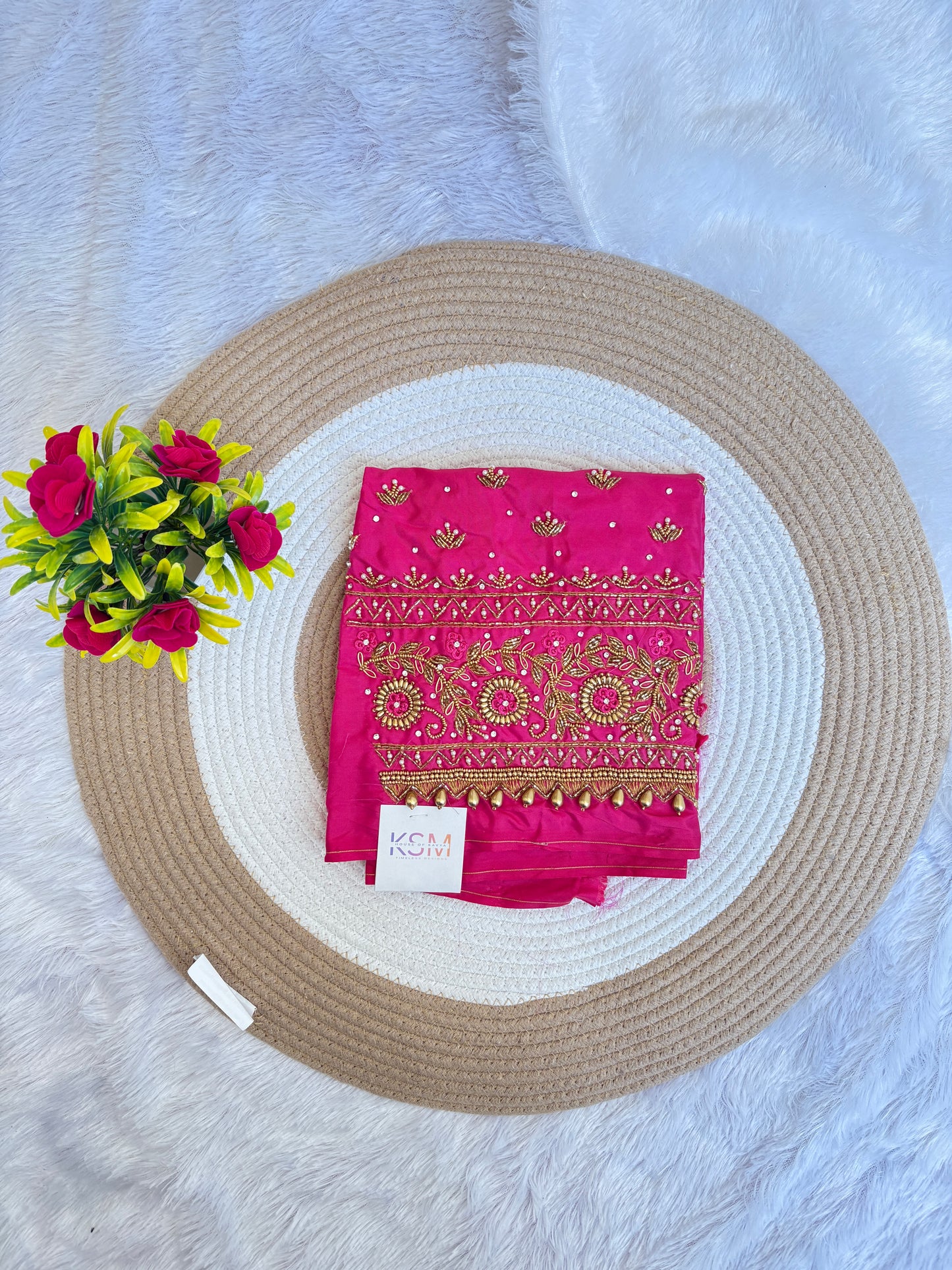 Pink Heavy Maggam Work Blouse