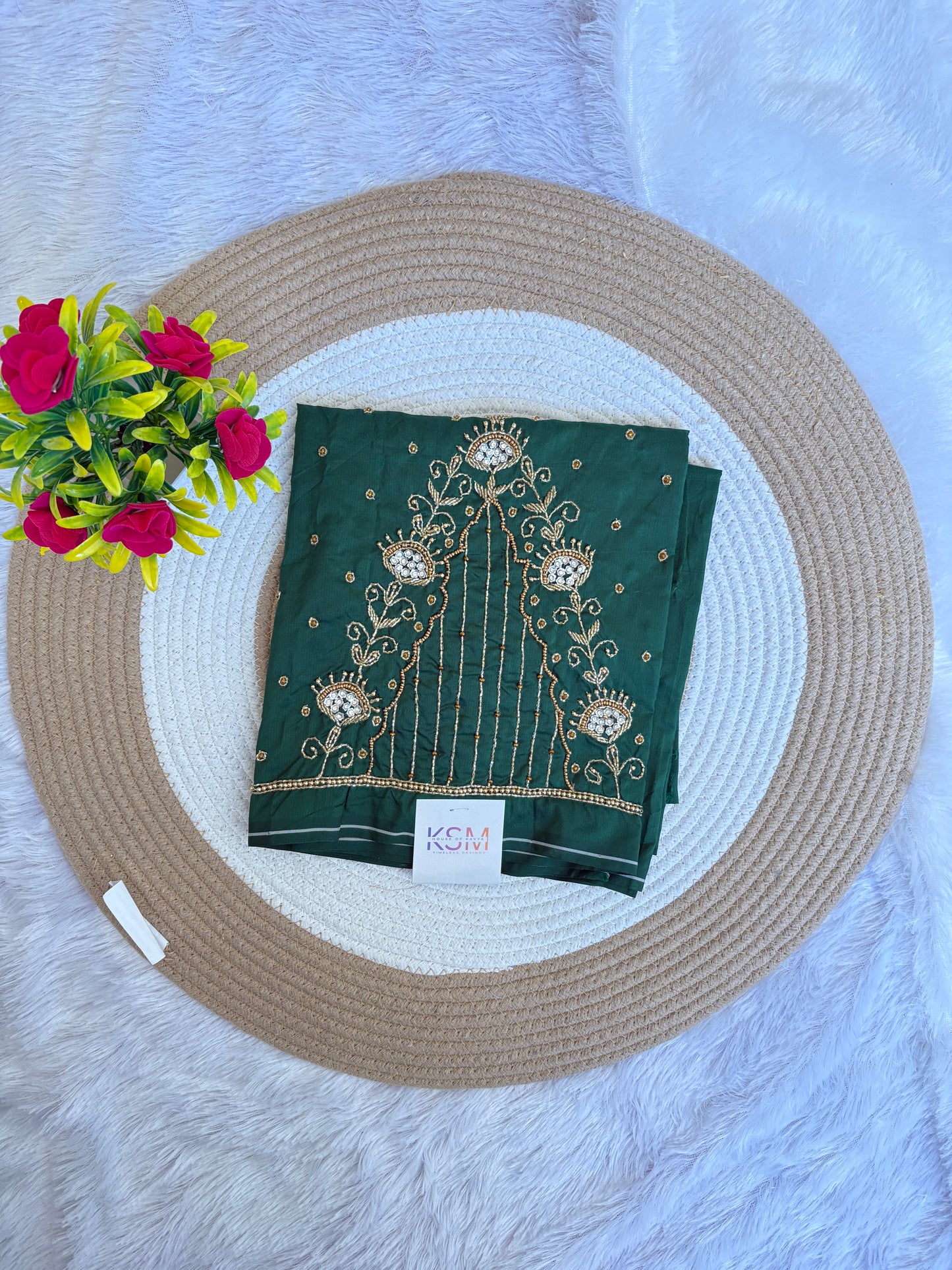 HKK15 V Dark green Maggam Work Blouse