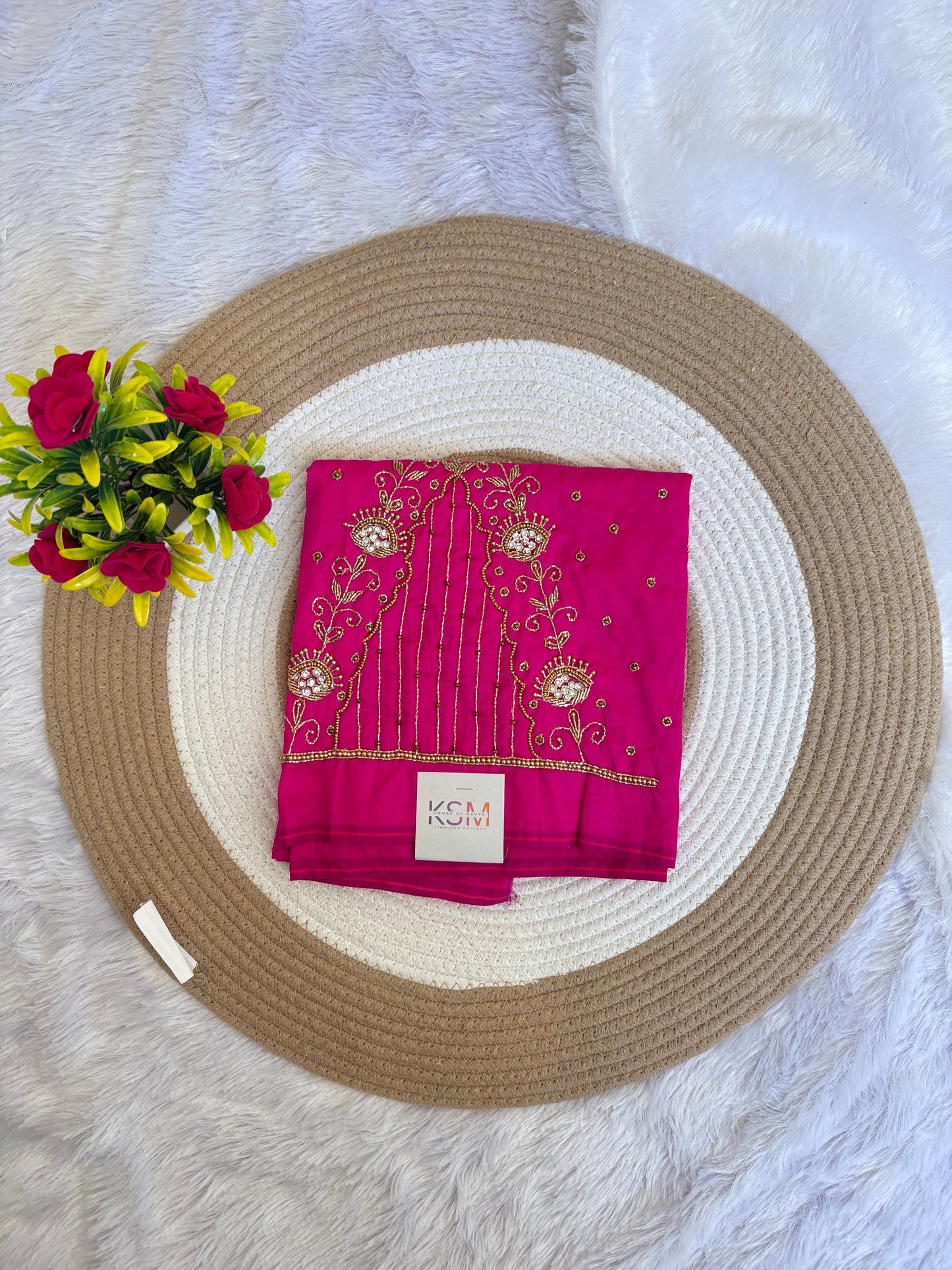 HKK14 V pink Maggam Work Blouse
