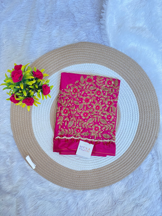 HKRF32 pink bridal Maggam Work Blouse