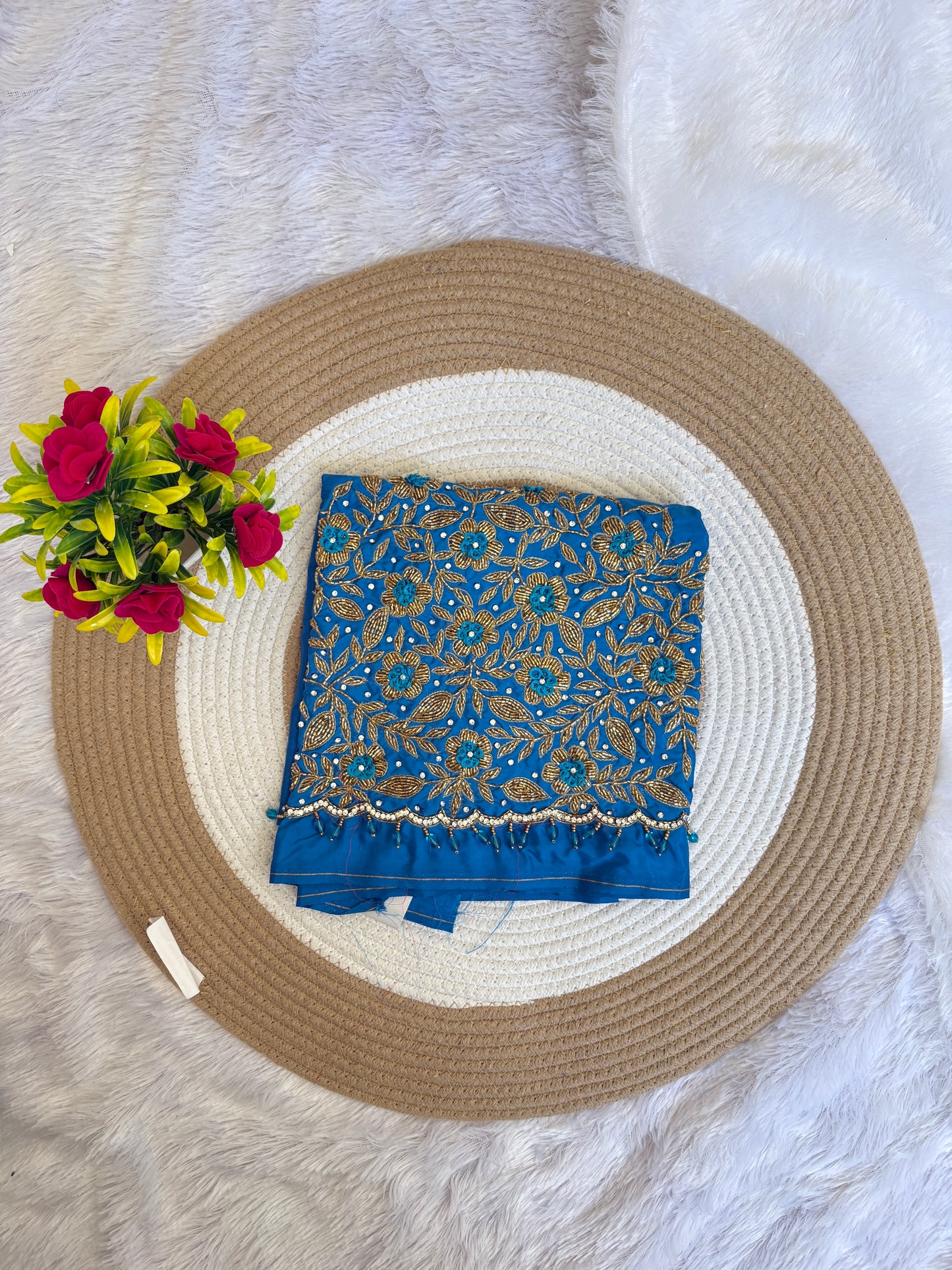 HKRF34 Blue bridal Maggam Work Blouse