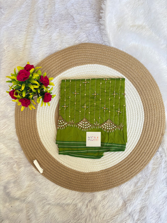 HKK07 Lemon Green Maggam Work Blouse