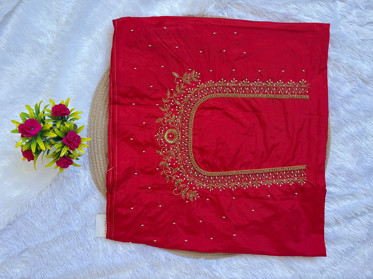 HKRF37 Red Heavy Maggam Work Blouse