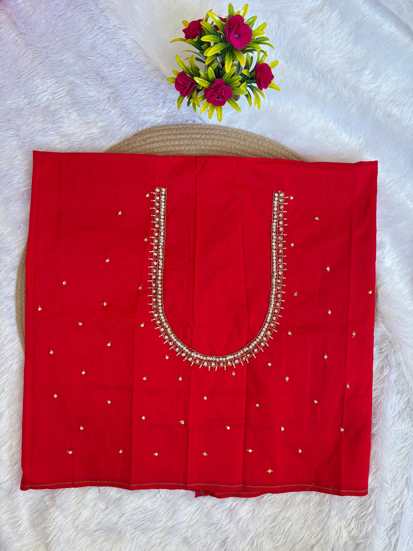 HKK06 Red Maggam Work Blouse