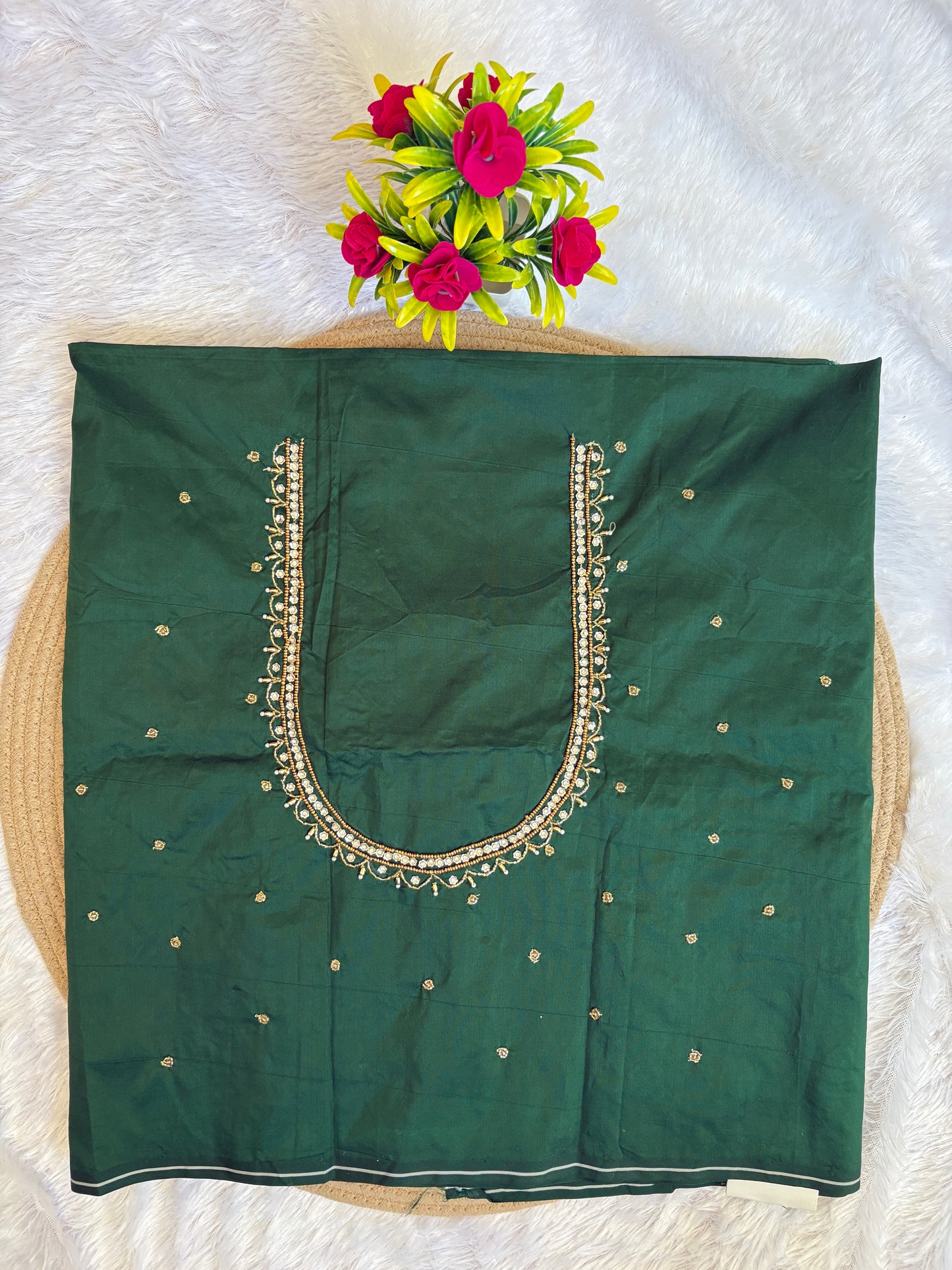 HKK04 Dark Green Maggam Work Blouse