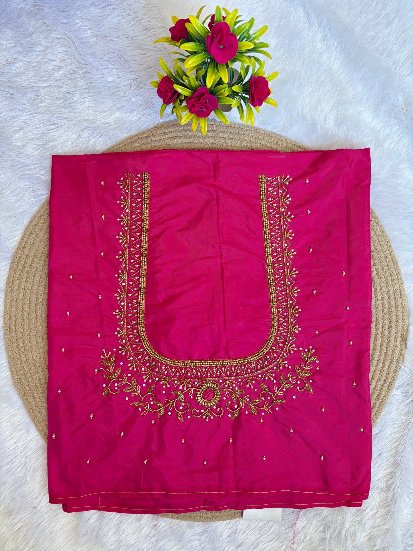 Pink Heavy Maggam Work Blouse