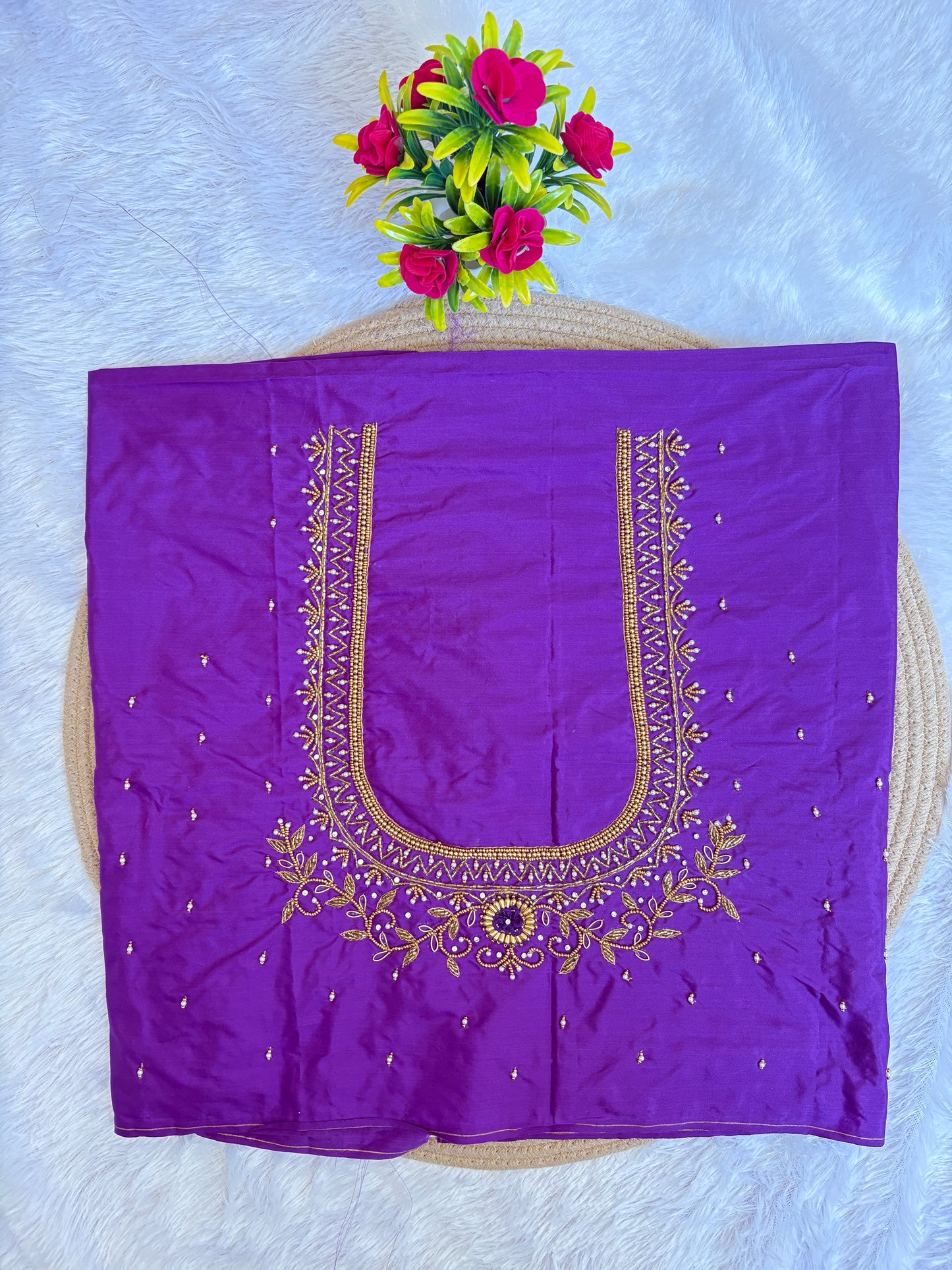 HKRF36 purple Heavy Maggam Work Blouse