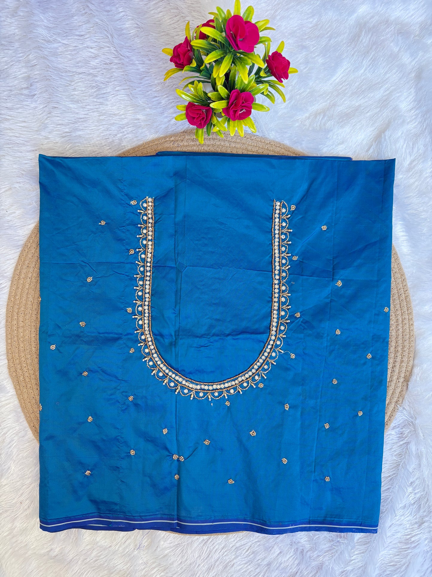 HKK08 Blue Maggam Work Blouse