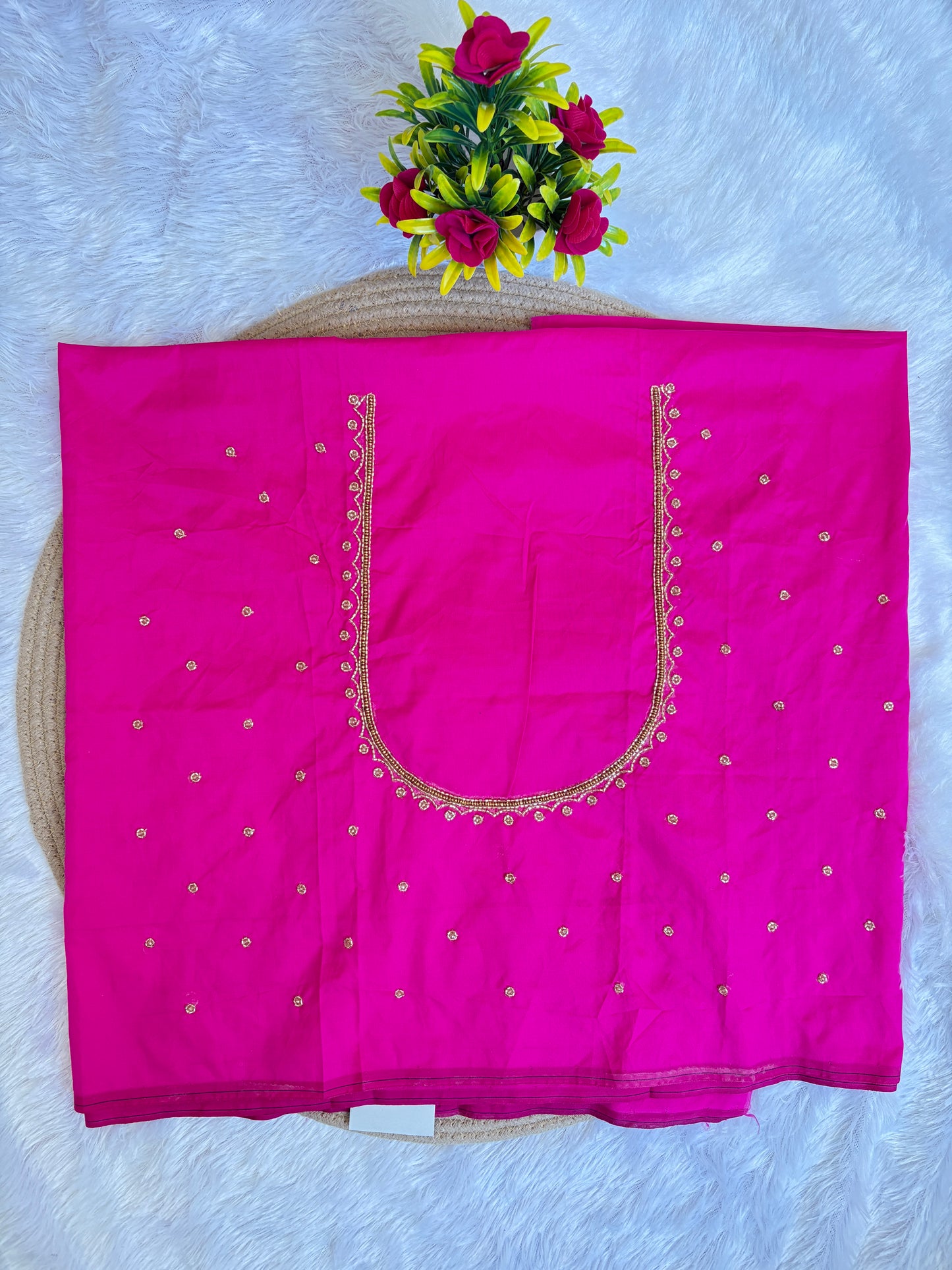 HKK16 Pink Maggam Work Blouse