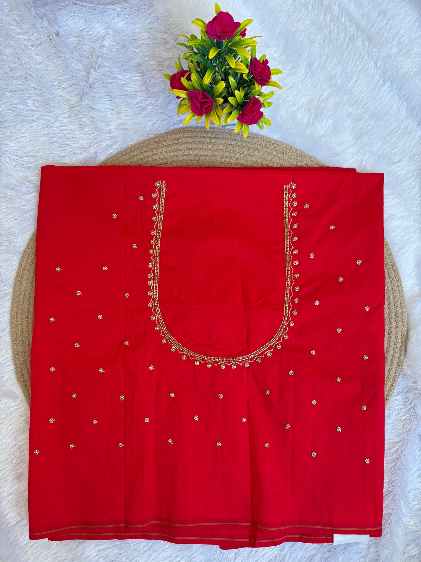HKK17 Red Maggam Work Blouse