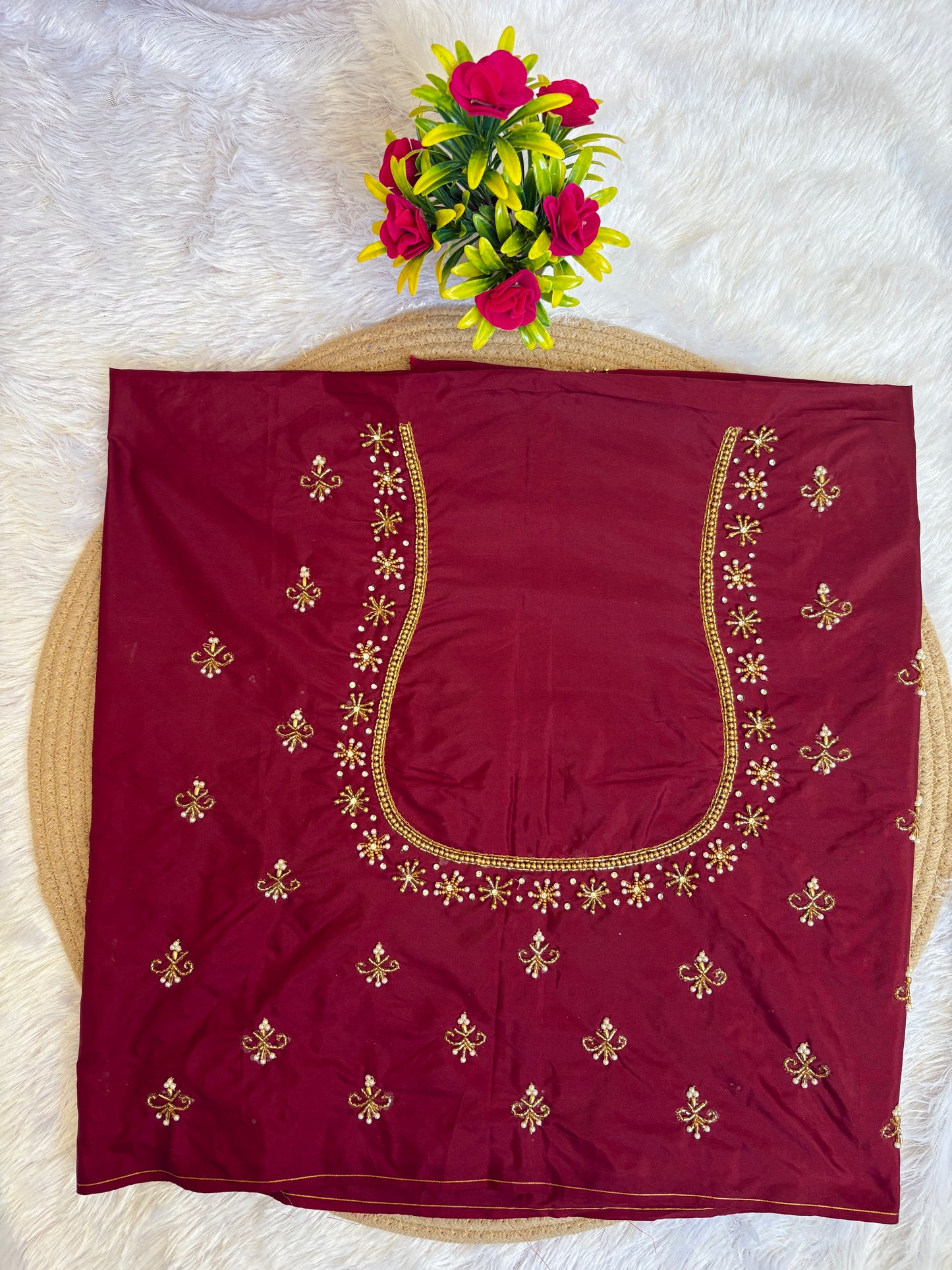 HKRF21 Brown Maggam Work Blouse