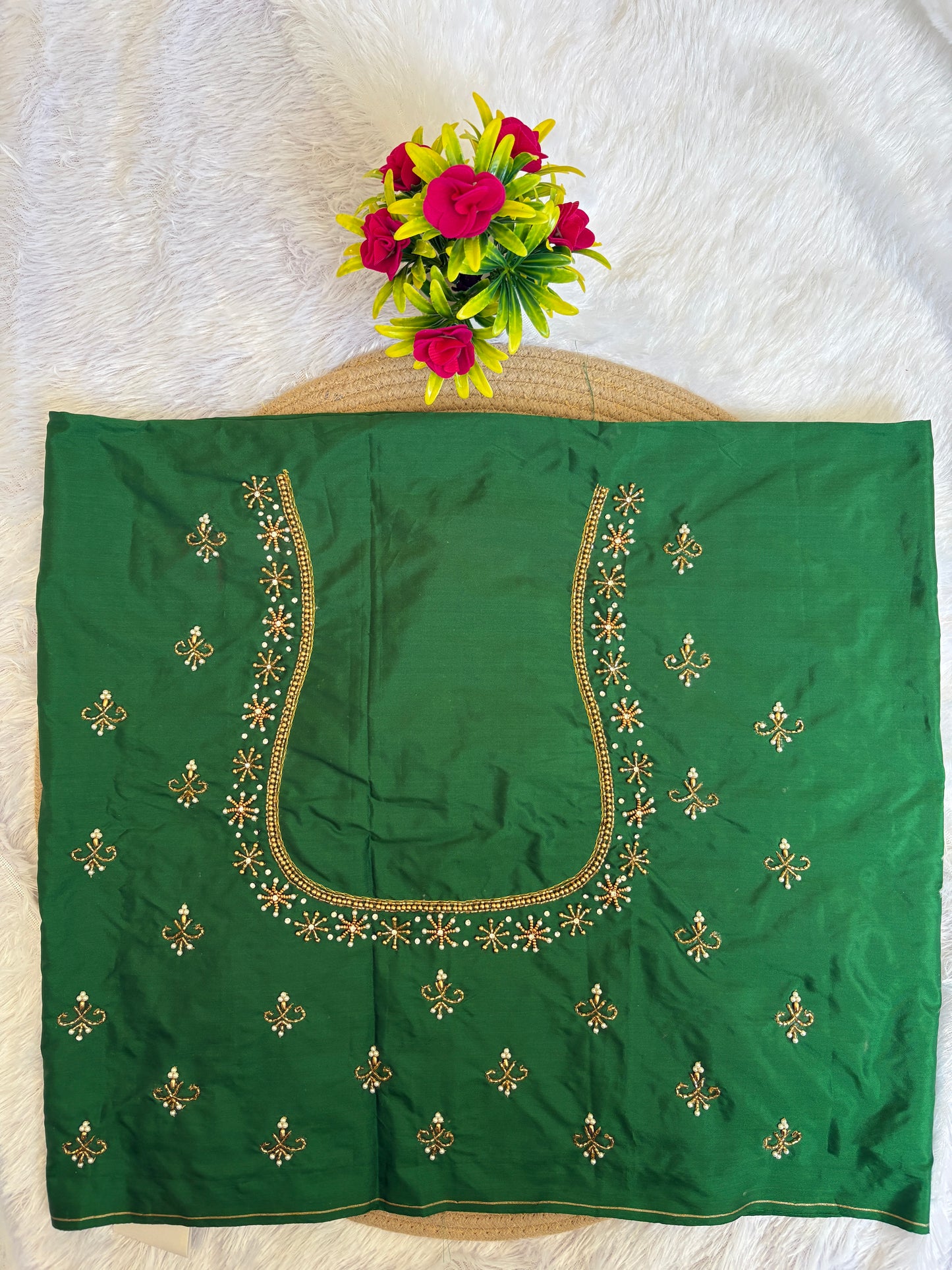 HKRF20 Green Maggam Work Blouse