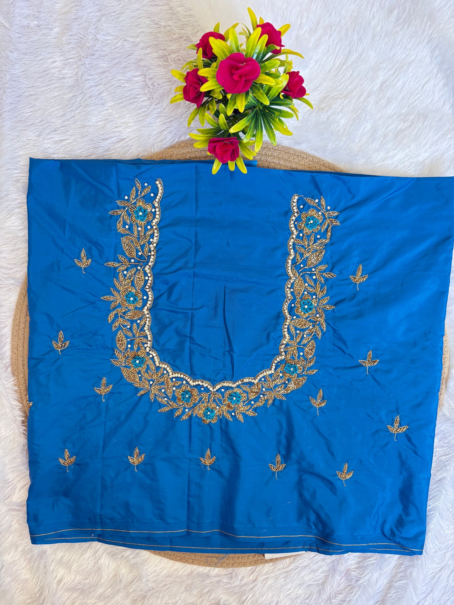 HKRF34 Blue bridal Maggam Work Blouse