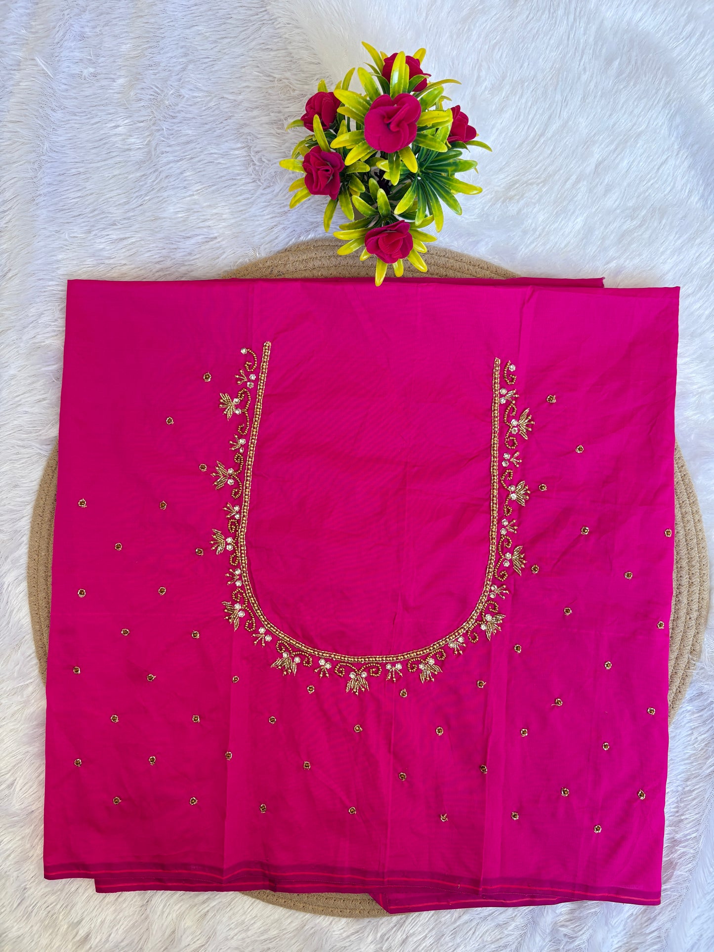 HKK14 V pink Maggam Work Blouse