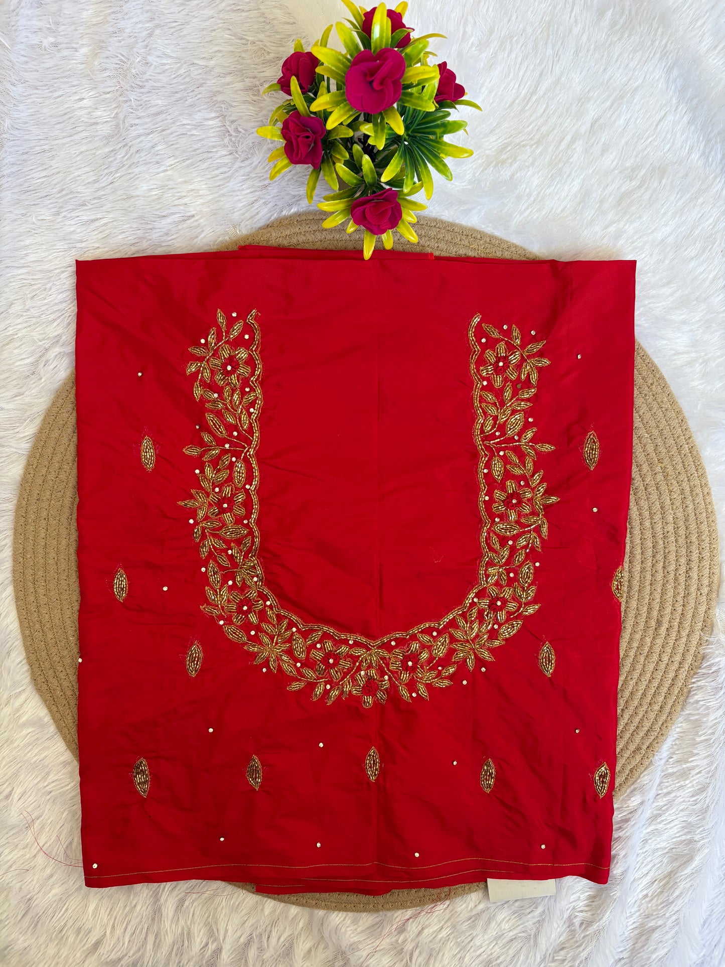 HKRF35 Red bridal Maggam Work Blouse