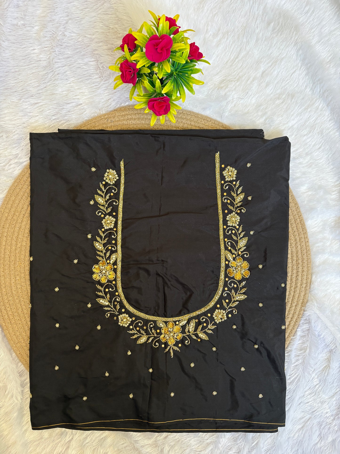 HKK21 Black Heavy Maggam Work Blouse