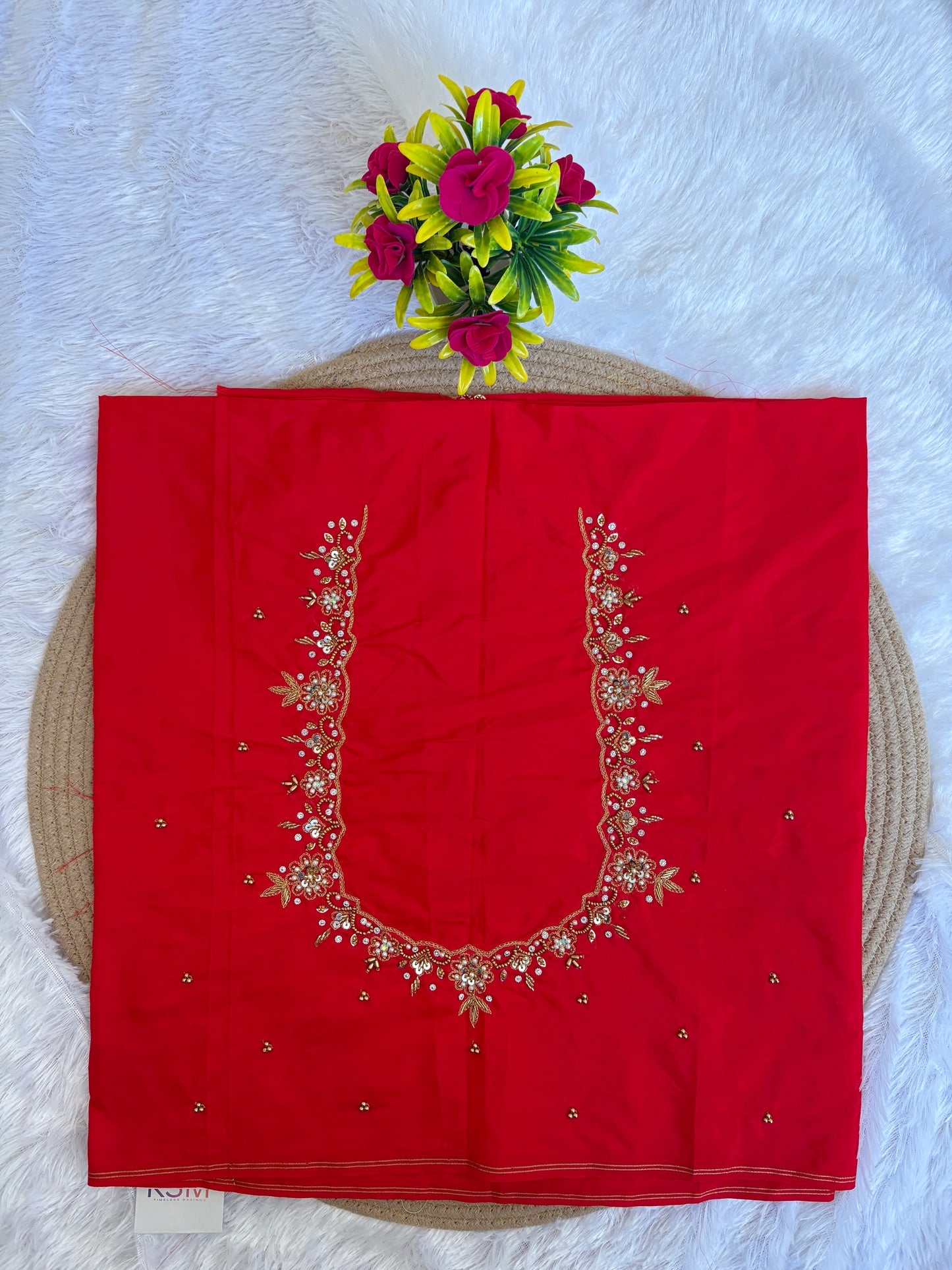 HKRC02 V Red Maggam work Blouse