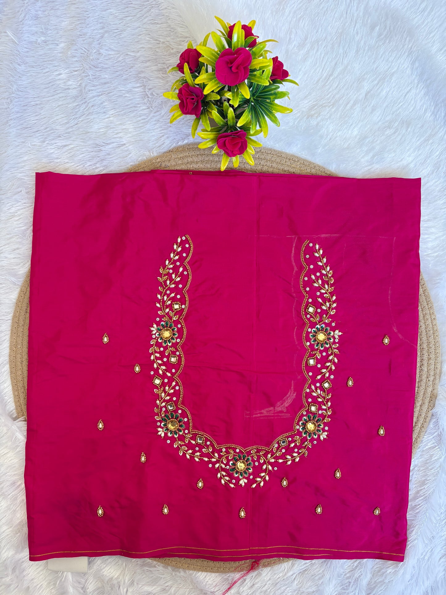 HKR01 PinkMaggam pearl Blouse