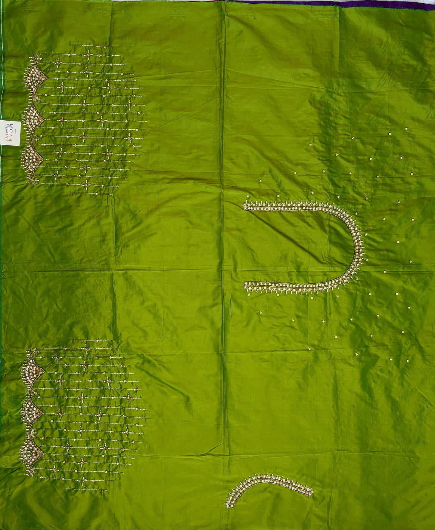 HKK07 Lemon Green Maggam Work Blouse