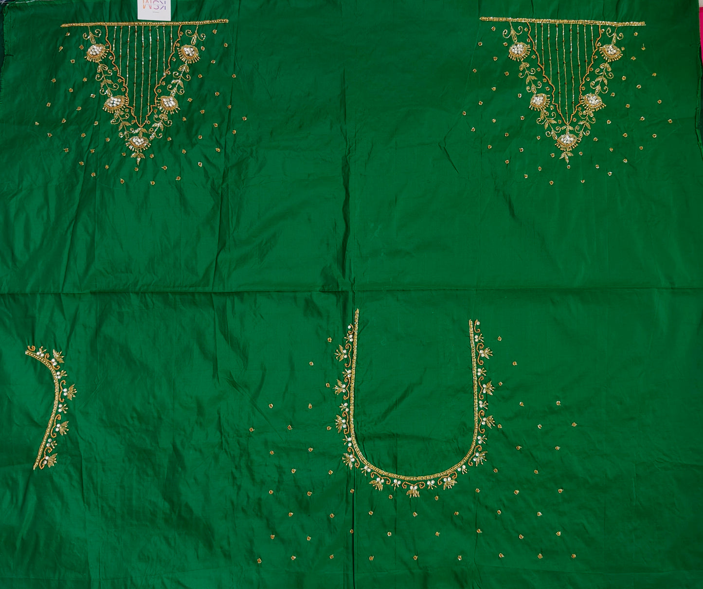 HKK15 V Dark green Maggam Work Blouse