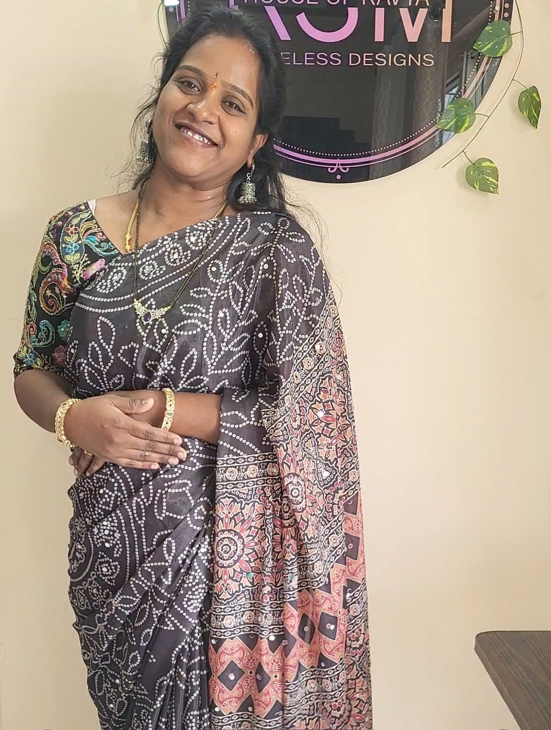 Ajrak print Bandini Georgette saree KSM17