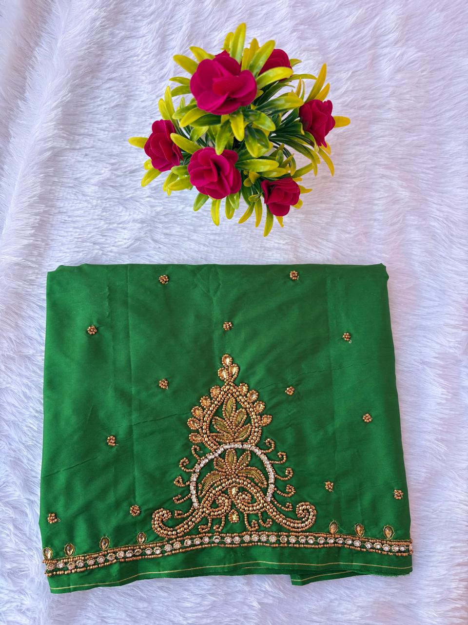 HKRF03 Green Maggam Work Blouse