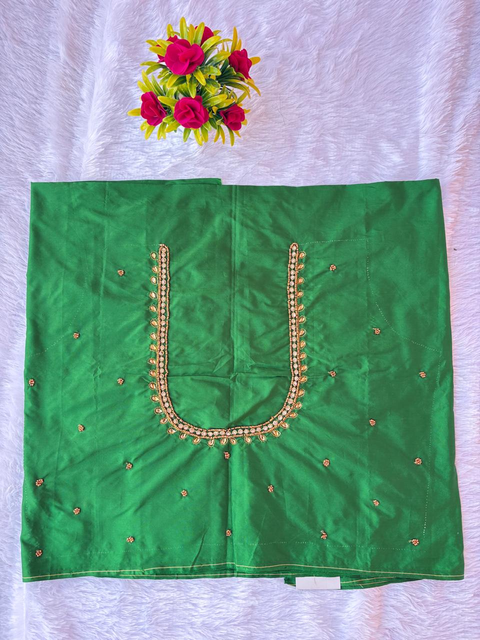 HKRF03 Green Maggam Work Blouse
