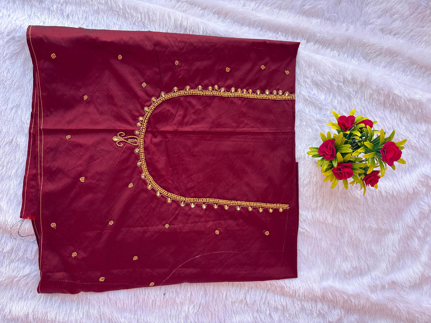 HKRF02 Brown Maggam Work Blouse